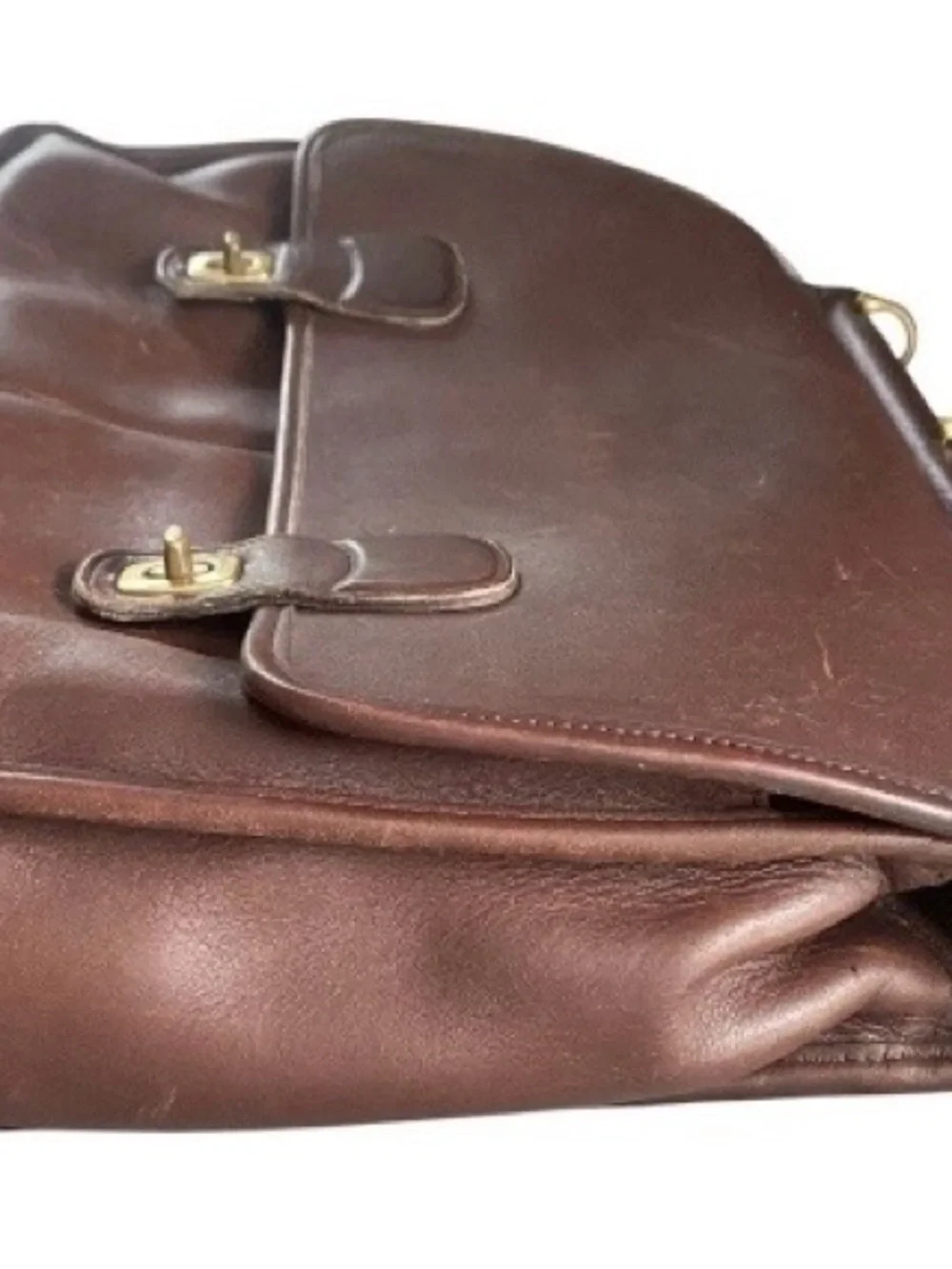 Coach Leather Briefcase CBC-5297 Brown Laptop Messenger Bag With Brass Hardware
